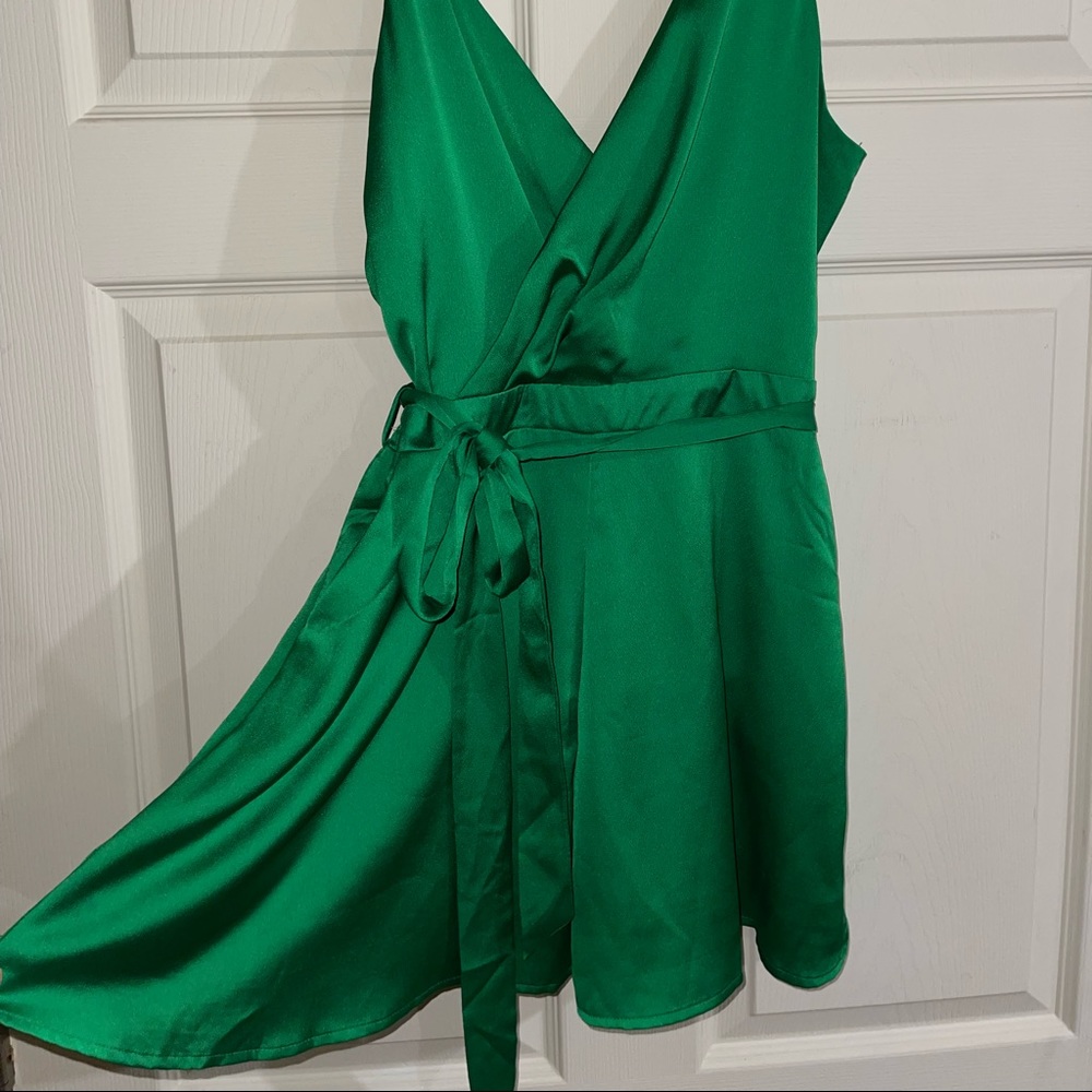 Green Satin Romper